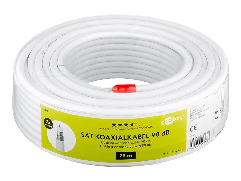 goobay Bulk antenne kabel Dobbelt afskærmet koaksial 25m Hvid Hvid