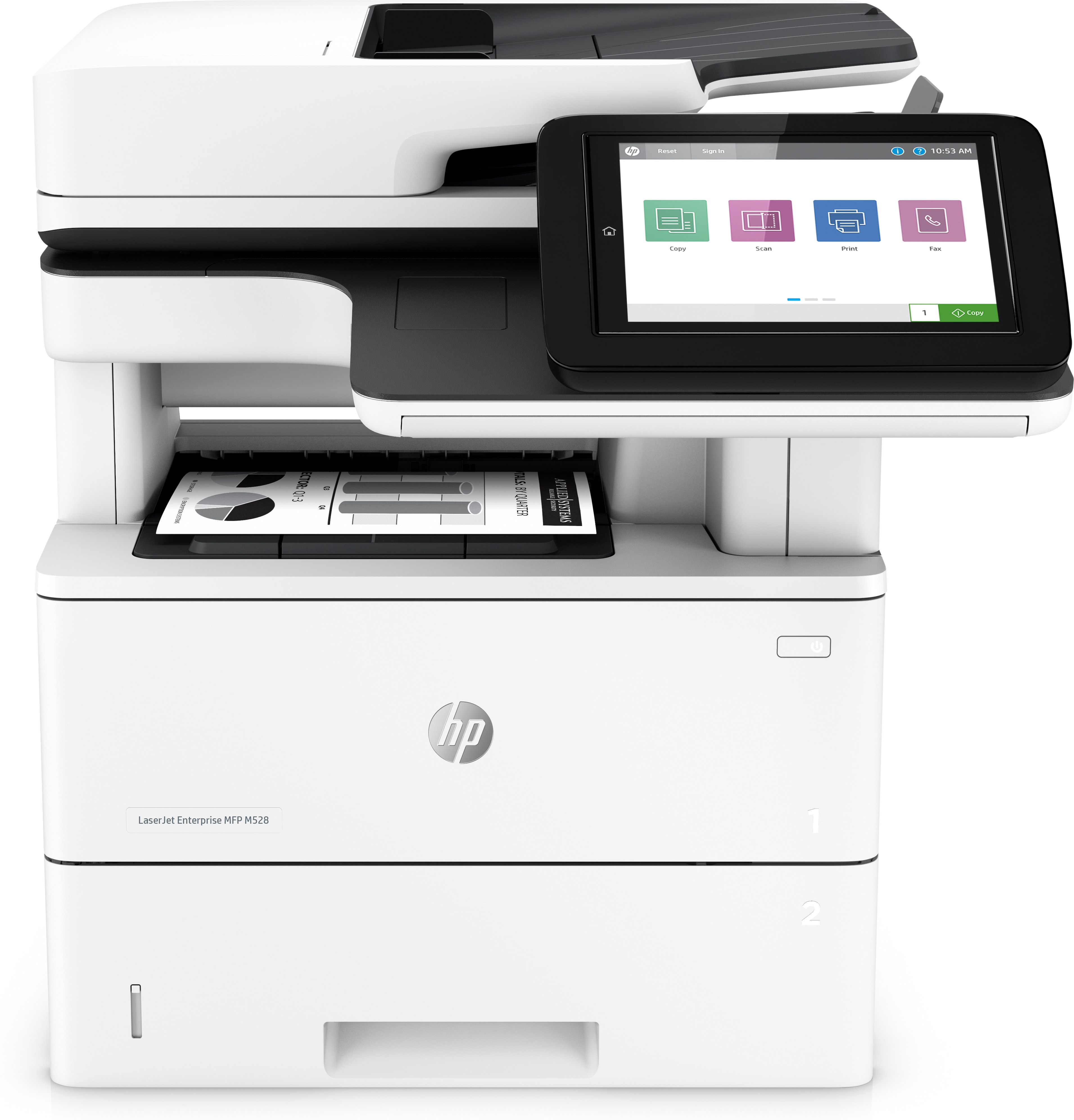 HP LaserJet Enterprise MFP M528dn - Multifunktionsprinter - S/H - laser - Legal (216 x 356 mm) (original) - A4/Legal (medie) - op til 43 spm (kopiering) - op til 43 spm (udskriver) - 650 ark - USB 2.0, Gigabit LAN, USB 2.0 vært