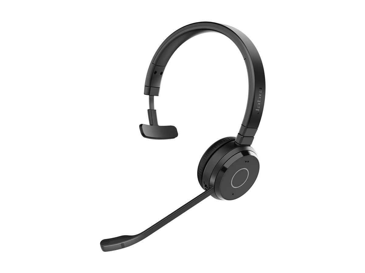 Jabra Evolve 65 TE Mono - Headset - på øret - Bluetooth - trådløs - USB-A via Bluetooth adapter - støjisolerende - UC-certificeret