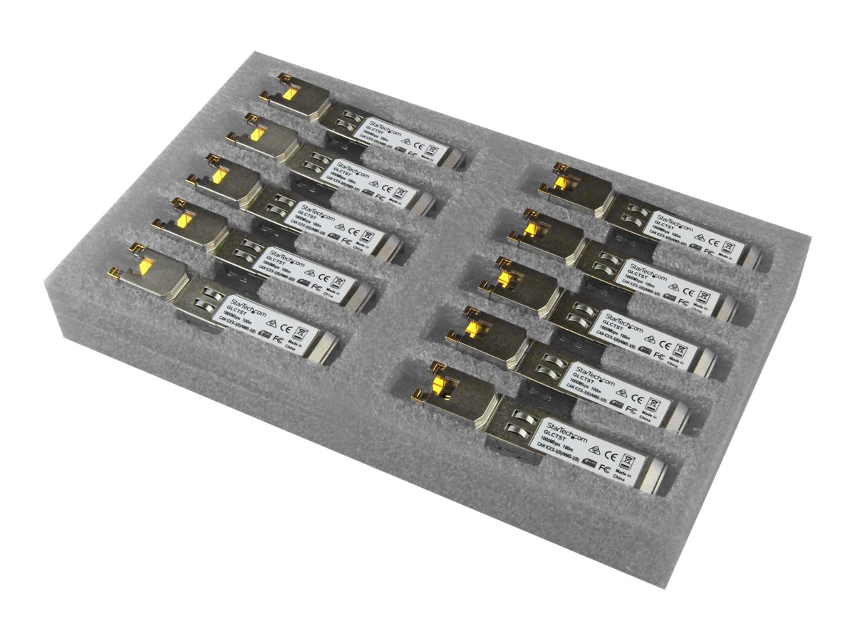 StarTech.com Cisco GLC-T Compatible SFP Module 10 Pack - 1000BASE-T - 1GE SFP SFP to RJ45 Cat6/Cat5e Transceiver - 100m SFP (mini-GBIC) transceiver