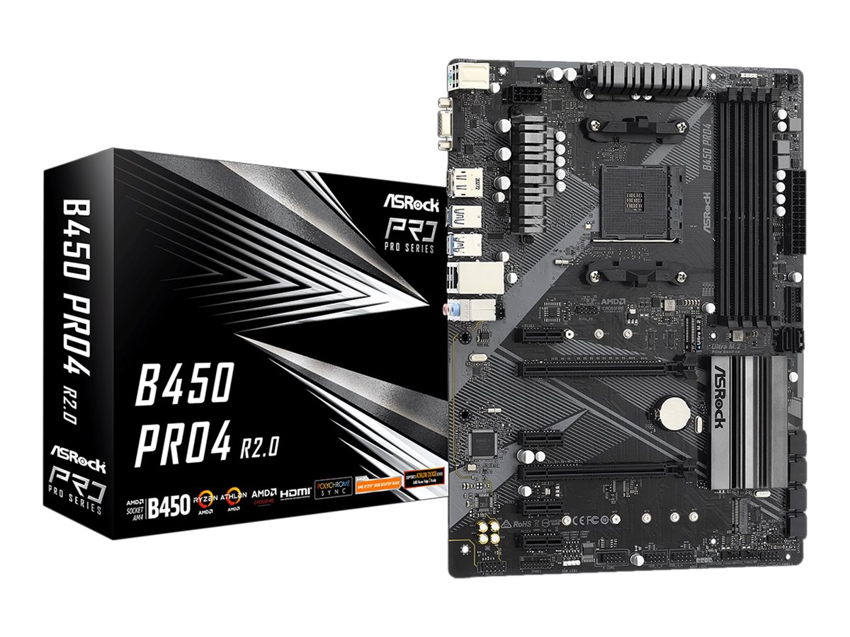 ASRock B450 Pro4 R2.0 Bundkort - AMD B450 - AMD AM4 socket - DDR4 RAM - ATX