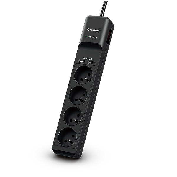 CyberPower Tracer III P0420SUD0-FR overspændingsbeskytter Sort 4 AC stikkontakt(er) 200 - 250 V 1,8 m