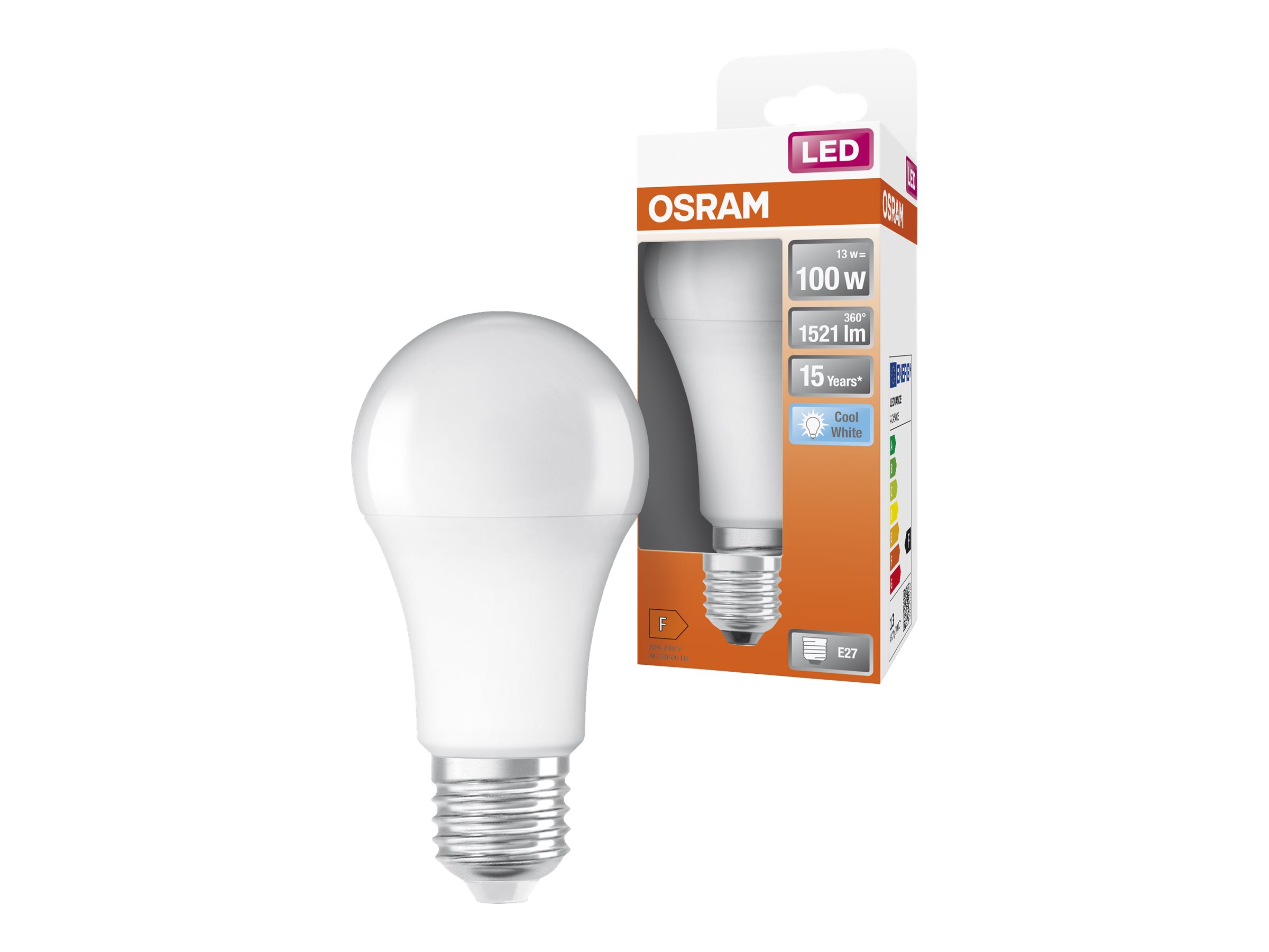 OSRAM LED-lyspære 13W E 1521lumen 4000K Køligt hvidt lys