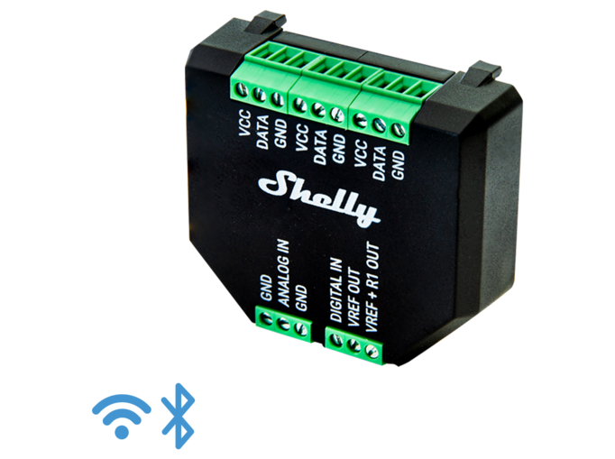 Shelly Plus Add-On tilfjelsesmodul, digitalt og analogt input
