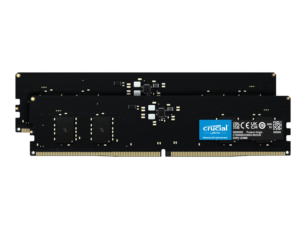 Crucial - DDR5 - sæt - 16 GB: 2 x 8 GB - DIMM 288-PIN - 5600 MHz / PC5-44800 - CL46 - 1.1 V - ikke bufferet - on-die ECC - sort
