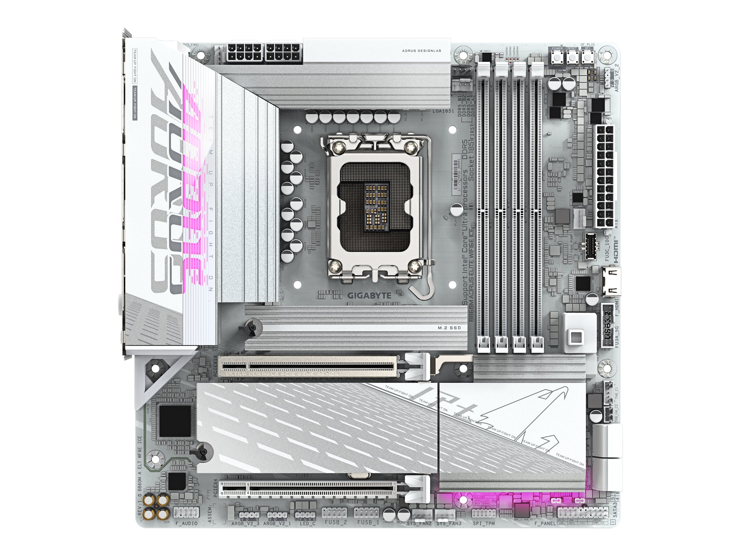 AORUS B860M ELITE WIFI6E ICE - Bundkort - micro ATX - LGA1851 sokkel - AMD B850 Chipset - USB4, USB-C 3.2 Gen2, USB 3.2 Gen 2, USB 3.2 Gen 1 - Bluetooth, Wi-Fi 6E, 2.5 Gigabit LAN - onboard grafik (CPU påkrævet) - HD Audio (8-kanaler)
