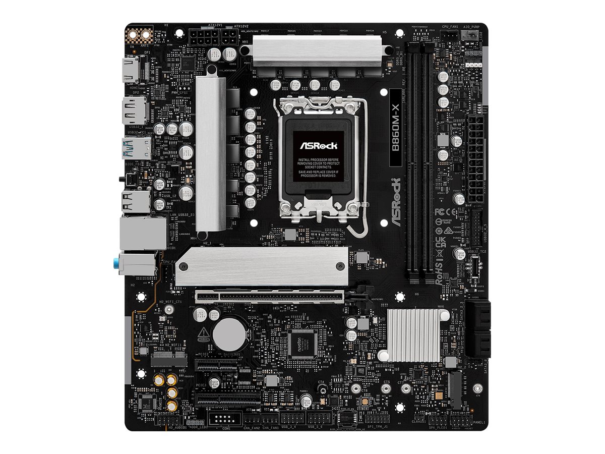ASRock B860M-X - Bundkort - micro ATX - LGA1851 sokkel - B860 Chipset - USB-C 3.2 Gen 2x2, USB-C 3.2 Gen 1, USB 3.2 Gen 1 - 2.5 Gigabit LAN - onboard grafik (CPU påkrævet) - HD Audio (8-kanaler)