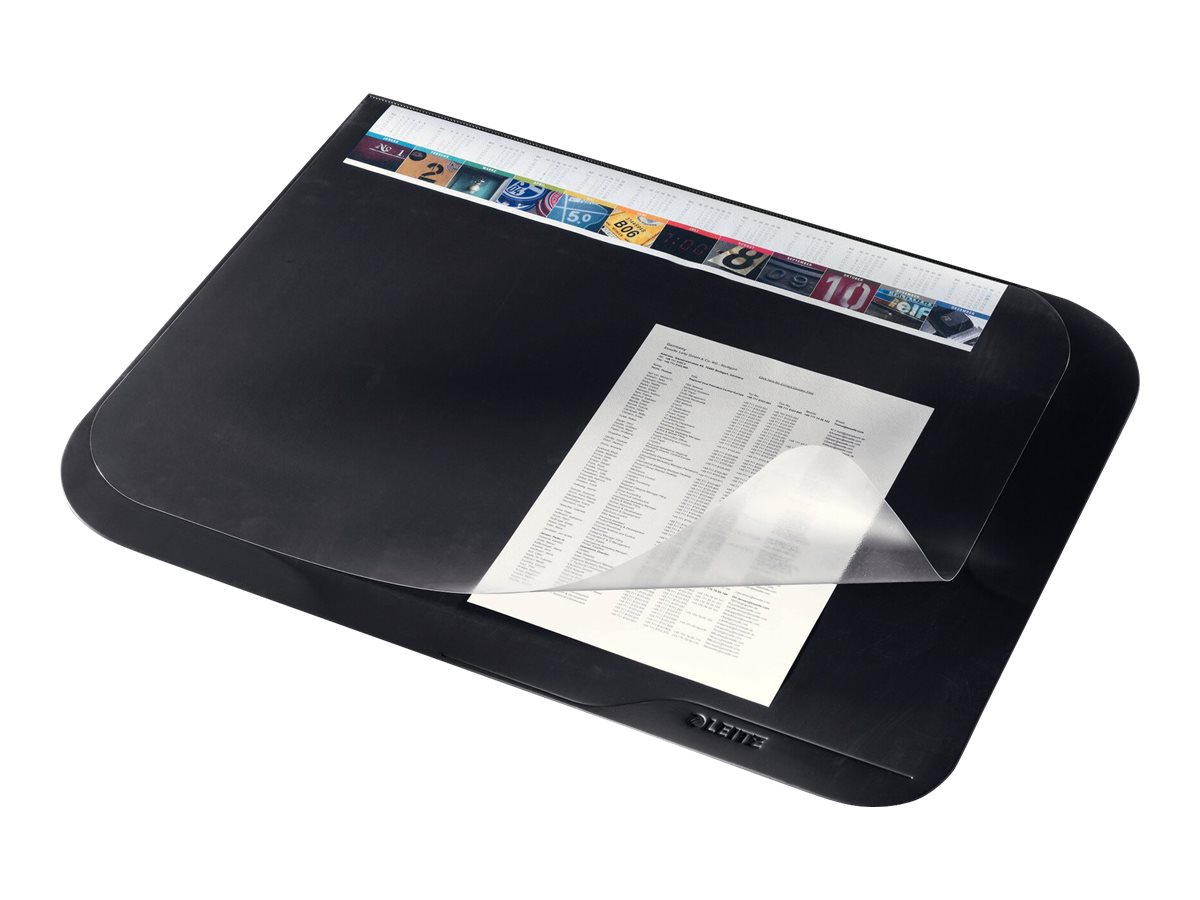 Leitz Skriveunderlag 50x65 sort m.klar overlæg