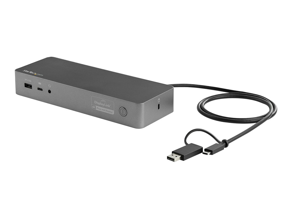 StarTech.com USB-C & USB-A Dock, Hybrid Universal Laptop Docking Station with 100W Power Delivery, Dual Monitor 4K 60Hz HDMI & DisplayPort, 4x USB 3.1