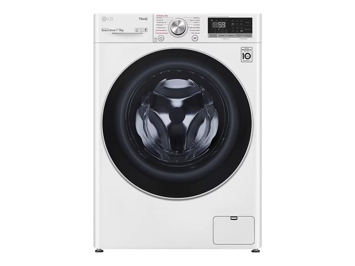 LG Serie V5 F2DV5S7S1E - Vaske-/ tørremaskine - Wi-Fi - bredde: 60 cm - dybde: 53.5 cm - højde: 85 cm - frontbetjening - 7 kg - 1200 rpm - hvid