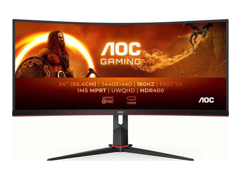AOC CU34G2XP/BK 34" 3440x1440/21:9/1ms HDMI, DisplayPort, USB, Audio out Skærm - GEEKD.dk