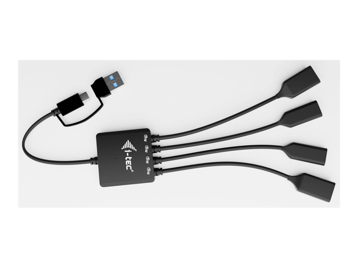 I-Tec - hub - USB-C/USB-A cable - 4 ports USB hub - 4 ports - Sort