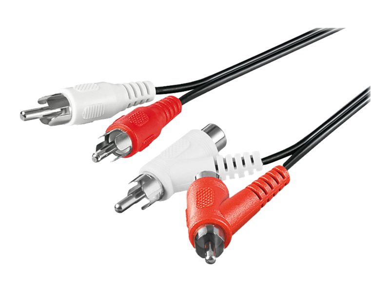 Phonokabel - 2 x RCA han > 2 x RCA han/hun (1,5m)