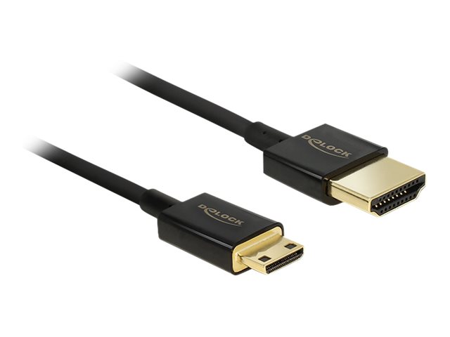 Delock Slim High Quality HDMI-kabel med Ethernet 25cm Sort