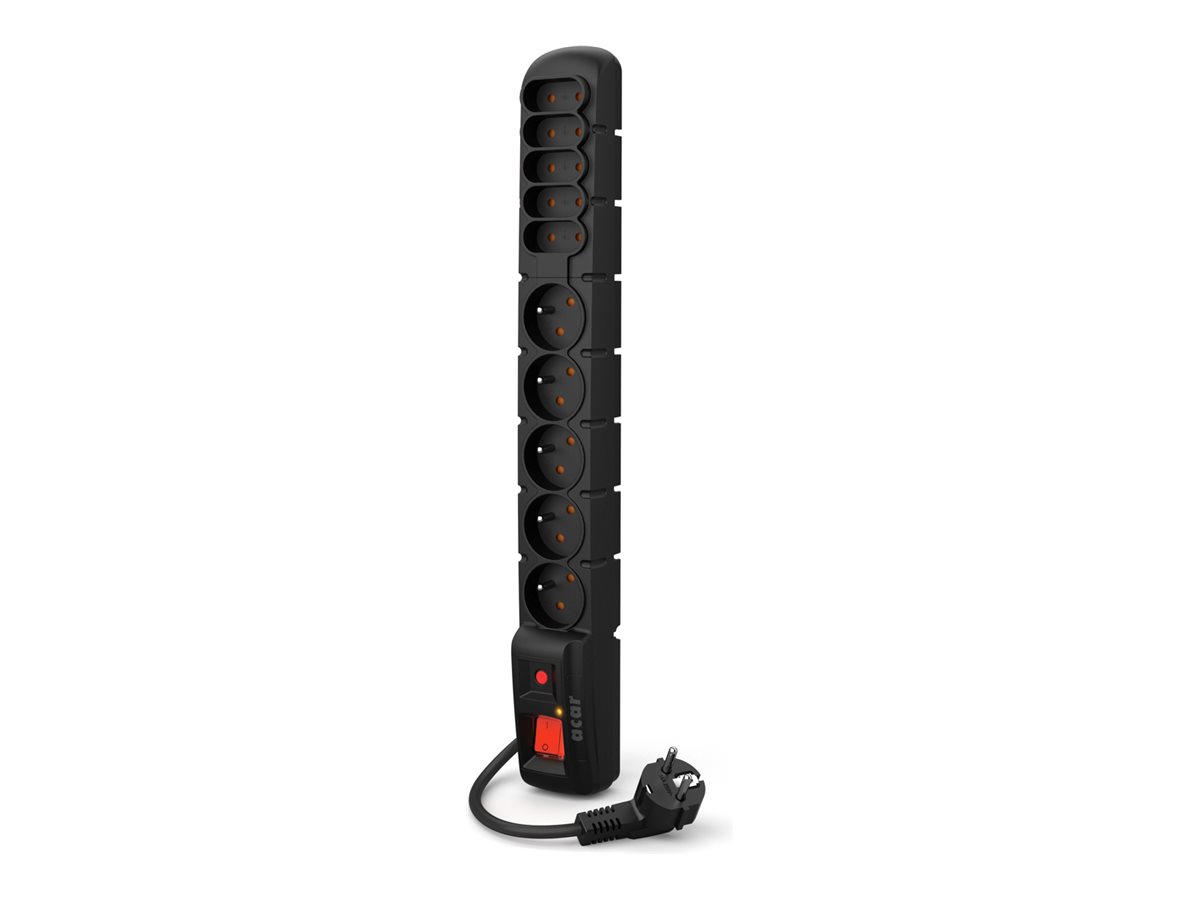 acar S10 Strømstødsbeskytter 10-stik 10A Sort 3m
