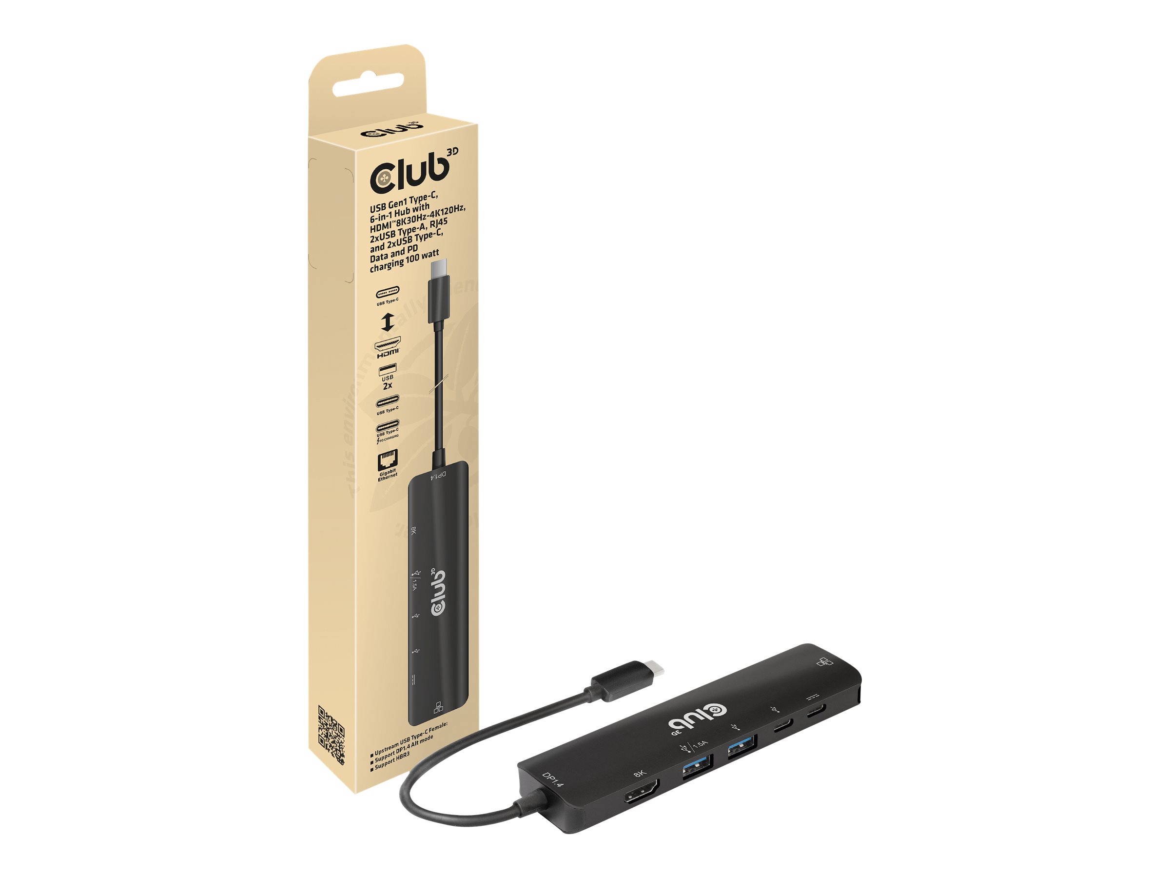Club 3D - docking station - USB-C 3.1 Gen 1 - HDMI - GigE
