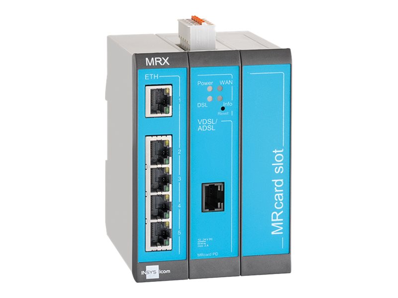 INSYS icom MRX MRX3 DSL - Annex-B - router - DSL-modem 5-port switch - DIN monterbar på skinne