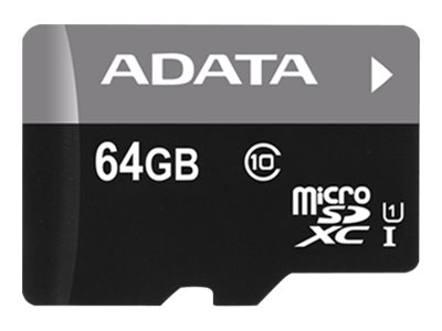 ADATA 64GB MicroSDXC card with SD Adapter, UHS-I, Class 10, A1, blue