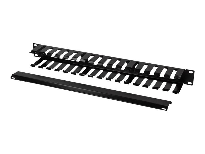 19" covered cable organizer 1U, black