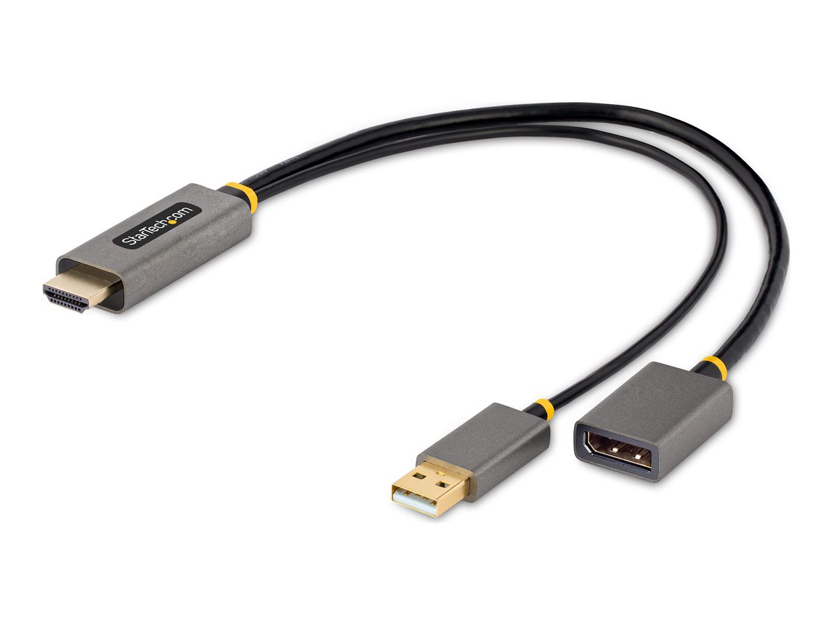 StarTech.com 1ft (30cm) HDMI to DisplayPort Adapter, Active 4K 60Hz HDMI Source to DP Monitor Adapter Cable, USB Bus Powered, HDMI 2.0 to DisplayPort billede