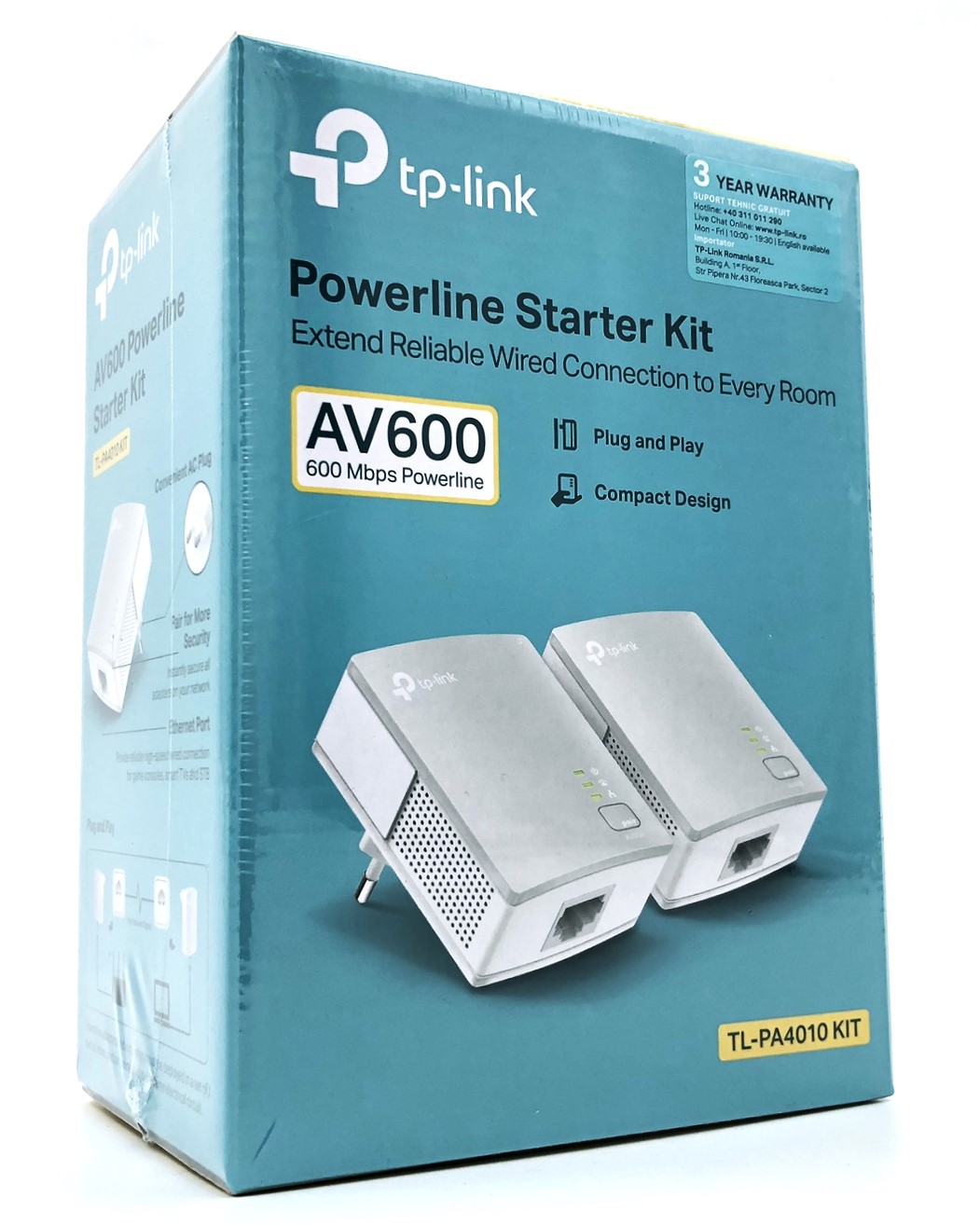 TP-Link TL-PA4010 KIT - Starter Kit - powerline-adaptersæt HomePlug AV (HPAV) - kan sluttes til vægstik (pakke med 2)