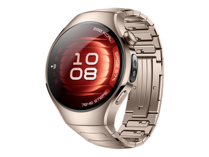 Huawei Watch 5 - 42 mm - 904L rustfrit stål - smart ur med rem - titanium - sand gold - håndledsstørrelse: 120-190 mm - display 1.38 - Bluetooth, Wi-Fi 6, LTE - 4G - 51 g - sandguld