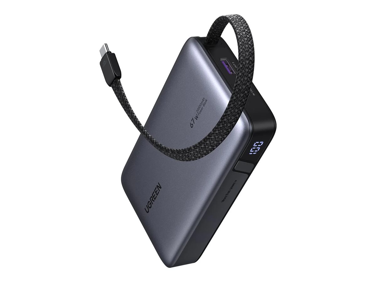 Ugreen Nexode Powerbank 20000mAh 67Watt 1xUSB-A 2.0 2xUSB-C Grå