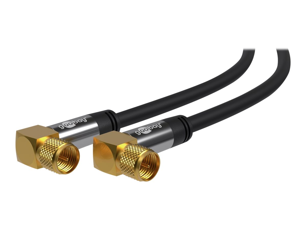 Goobay SAT-antennekabel (135 dB), 4x afskærmet guldbelagt, F-stik 90° > F-stik 90°, 2 m