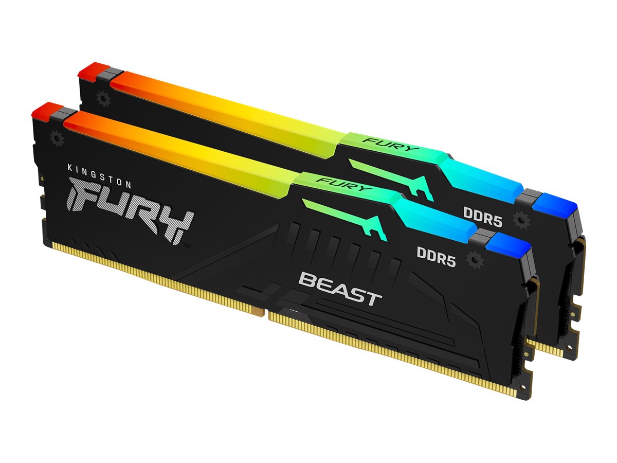 Kingston FURY Beast RGB - DDR5 - sæt - 16 GB: 2 x 8 GB - DIMM 288-PIN - 6000 MT/s / PC5-48000 - CL36 - 1,35 V - ikke bufferet - on-die ECC