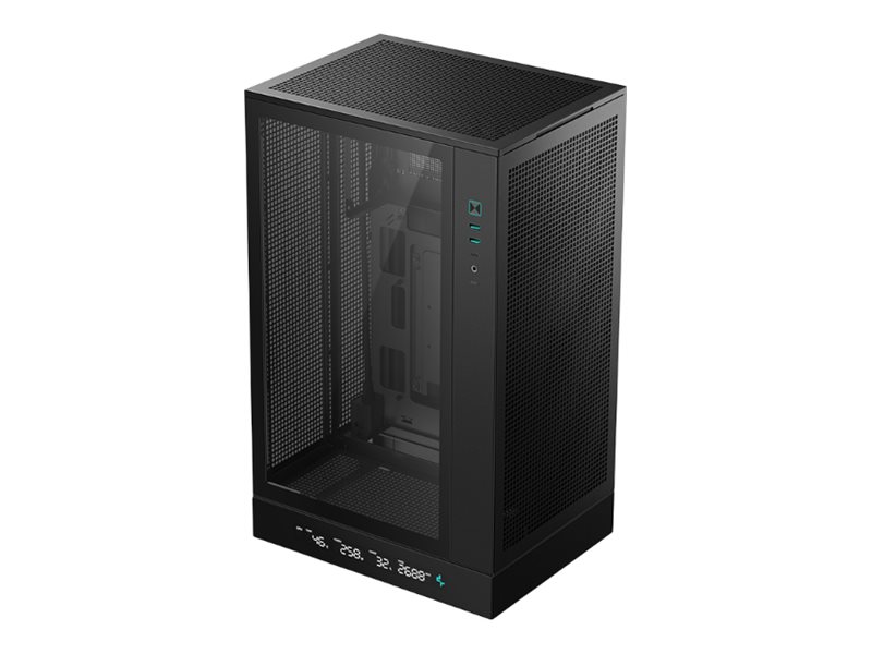 DeepCool CH270 DIGITAL - MT - micro ATX - sidepanel med vindue (hærdet glas) - ingen strømforsyning (ATX / PS/2) - sort - USB/Lyd