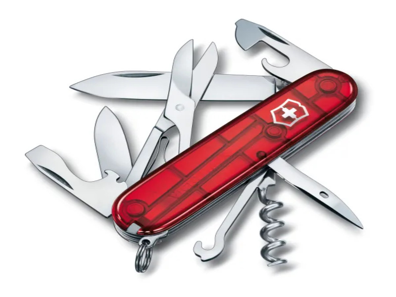Victorinox Climber, Slip joint knife, Kniv med flere værktøjer, Clip point, Rustfrit stål, Syntetisk ABS, Rød