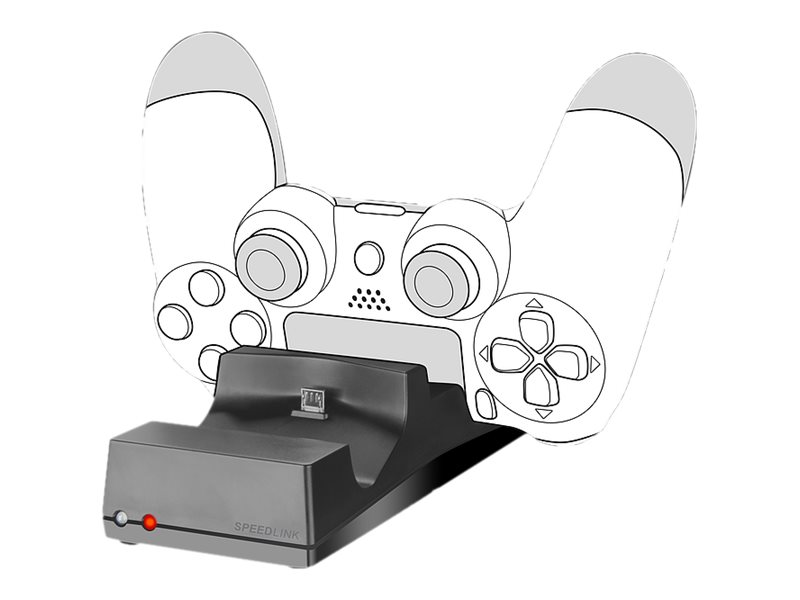 SPEEDLINK JAZZ USB Charger - Opladningsstander - 2 output-stikforbindelser - sort - for Sony PlayStation 4