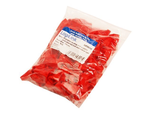 Strain relief hoods for modular plugs, 100 pcs, red