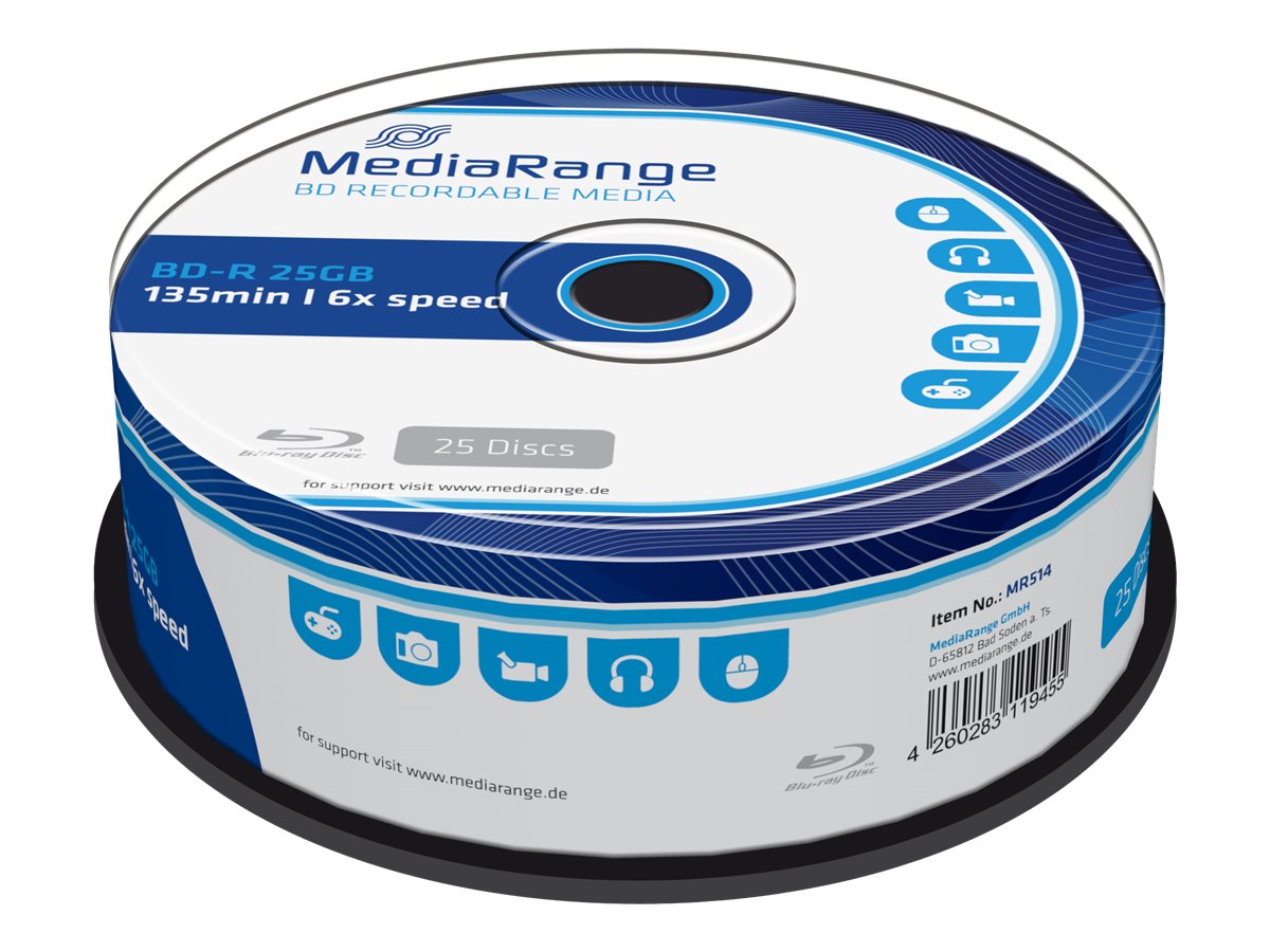 MediaRange - 25 x BD-R - 25 GB 6x - spindle