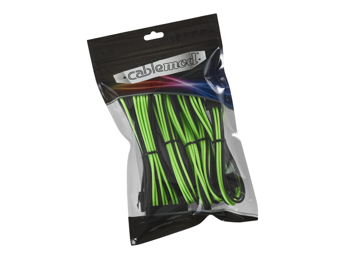 CableMod Classic ModMesh Cable Extension Kit - 8+6 Series - black/light green Kabelforlænger - GEEKD.dk