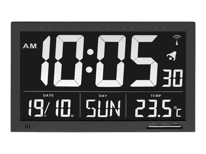 Stort radiokontrolleret digitalt vægur