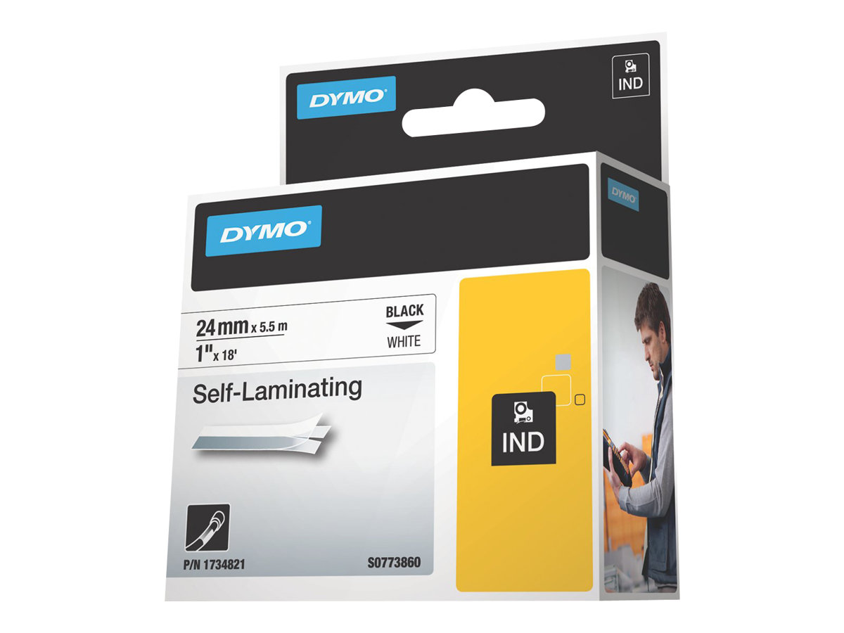 DYMO RhinoPRO Self Laminating - Vinyl - sort på hvid - Rulle (2,4 cm x 5,5 m) 1 rulle(r) etiketter - for Rhino 6000, 6000 Hard Case Kit  RhinoPRO 6000