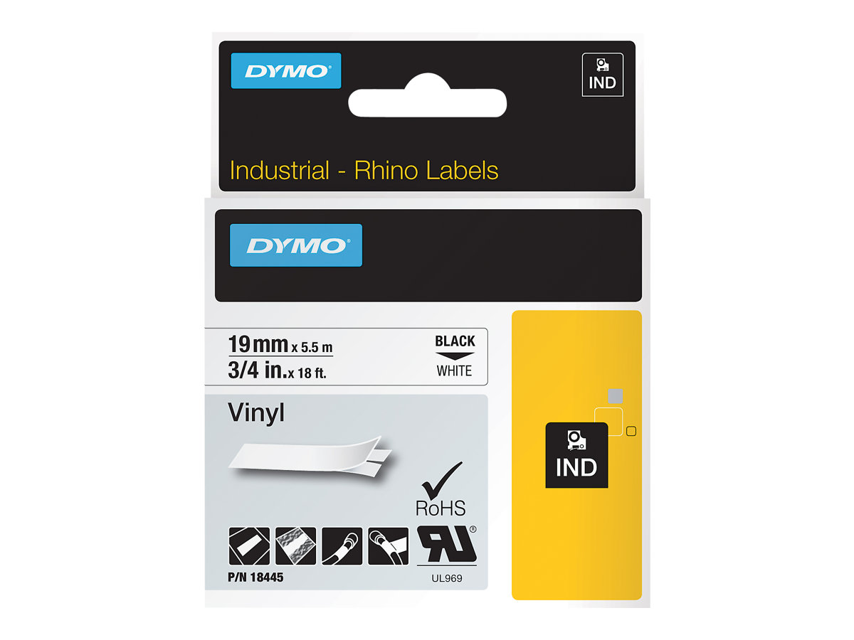 DYMO - Vinyl - hvid - Roll (1.9 cm x 5.5 m) 1 rulle(r) etiketter - for Rhino 4200, 6000, 6000 Hard Case Kit  RhinoPRO 5000, 5000 Hard Case Kit