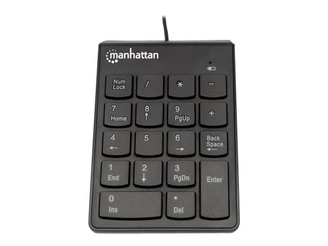 Manhattan Numeric Keypad, Wired, USB, Windows or Mac, 18 full size keys, Black, Blister Tastatur Membran Kabling