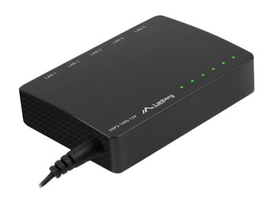 Lanberg DSP2-1005-12V - Switch - ikke administreret - 5 x 10/100/1000 - desktop, væg-monterbar - AC 100 - 240 V