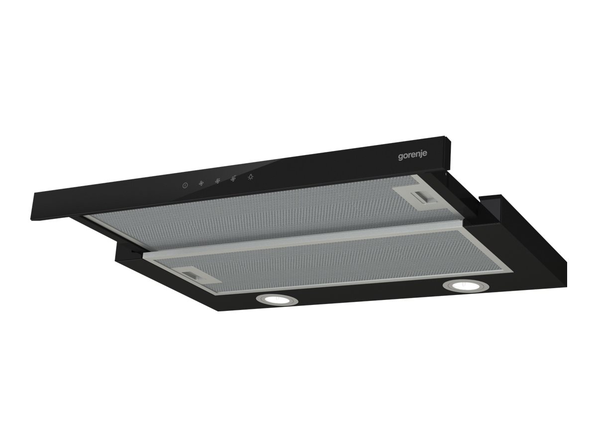 Gorenje Essential TH64E4BG - Hætte - teleskopisk - bredde: 60 cm - dybde: 30.6 cm - udtrækning og recirkulation (-) - sort