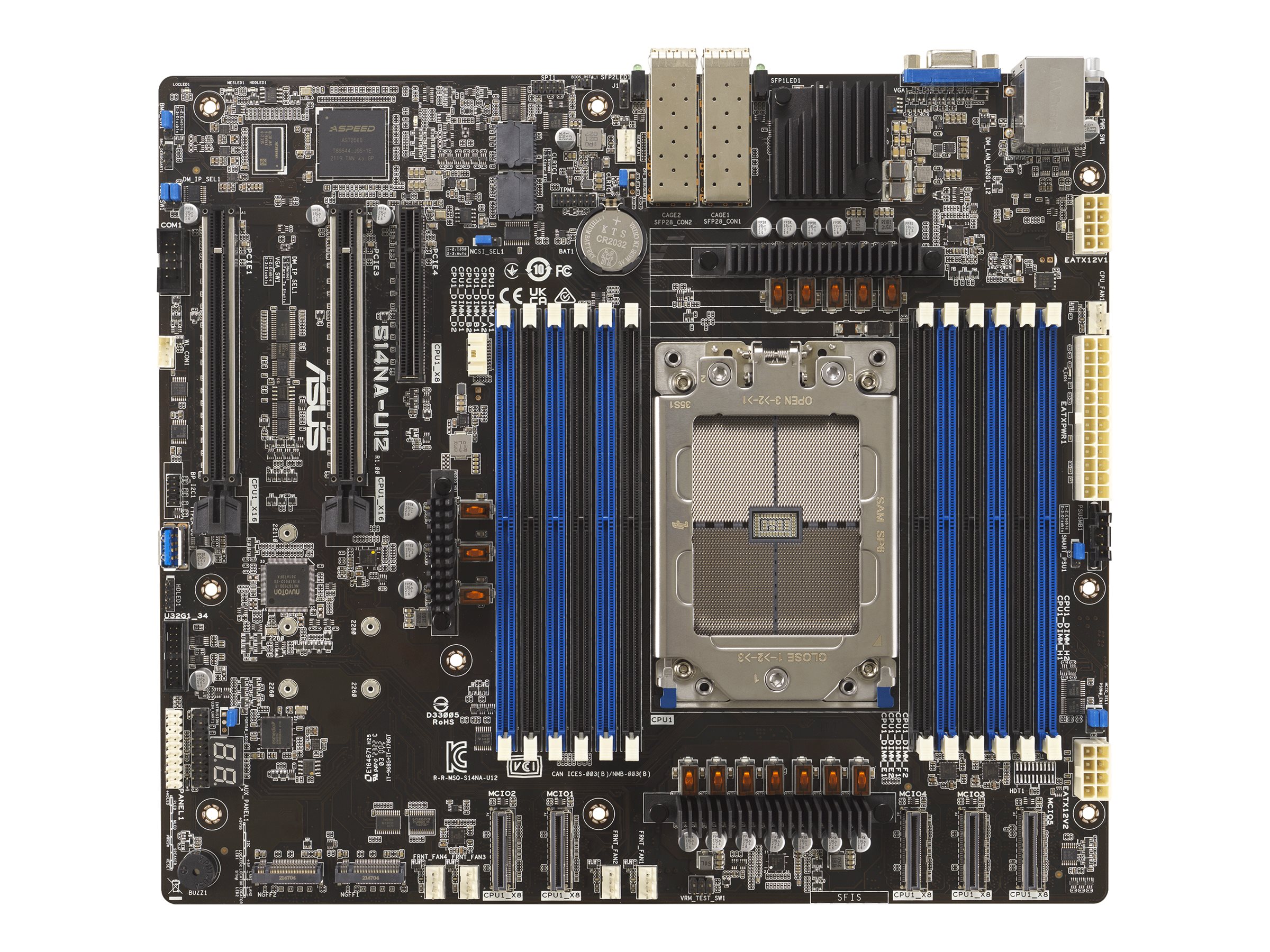 ASUS S14NA-U12 Bundkort - AMD SP6 socket - DDR5 RAM - SSI (Server)