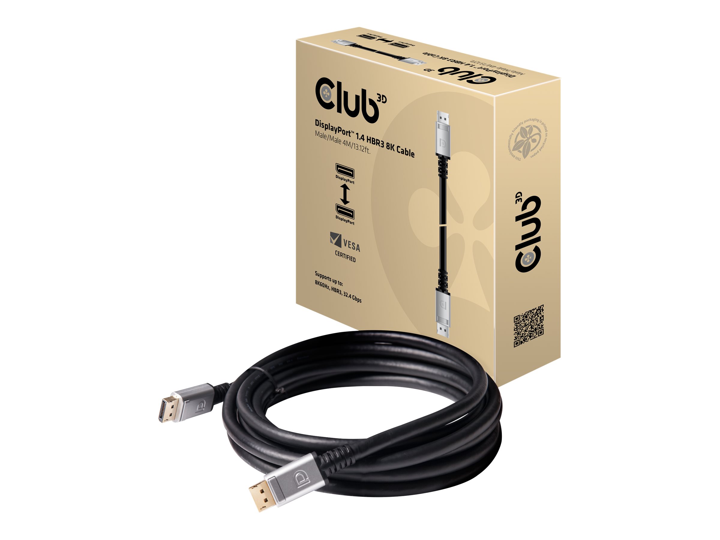 Club 3D CAC-1069 DisplayPort til DisplayPort 1.4 kabel 4 m Sort