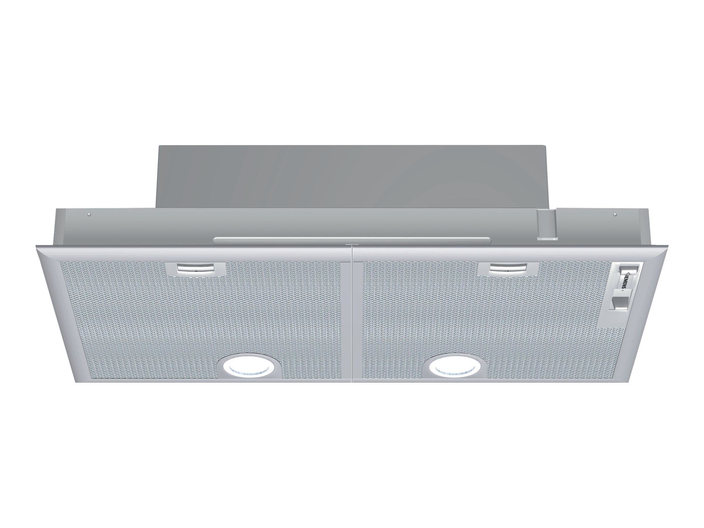 Siemens iQ300 LB75565 - Hætte - tag - Niche - bredde: 70 cm - dybde: 35 cm - udtrækning og recirkulation (-) - med intern motor - metalsølv