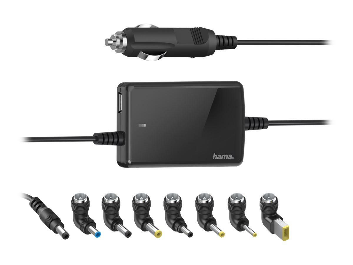 Hama Slim & Light Universal Car Notebook Power Supply Unit - Bilstrømsadapter - 12 V - 70 Watt - sort