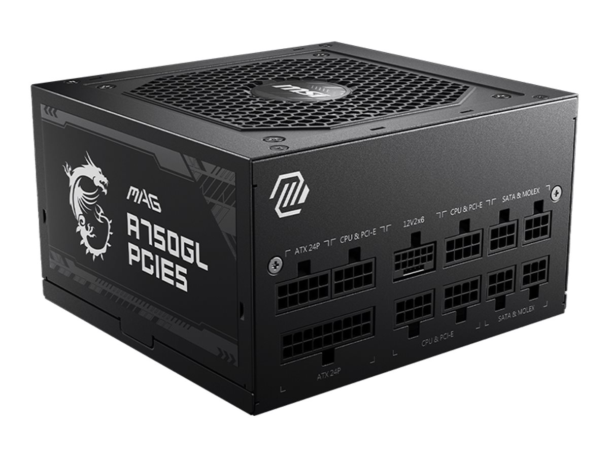 MSI MAG A750GL PCIE5 Strømforsyning - 750 Watt - 120 mm - ATX 3.1 - 80 Plus Gold certified