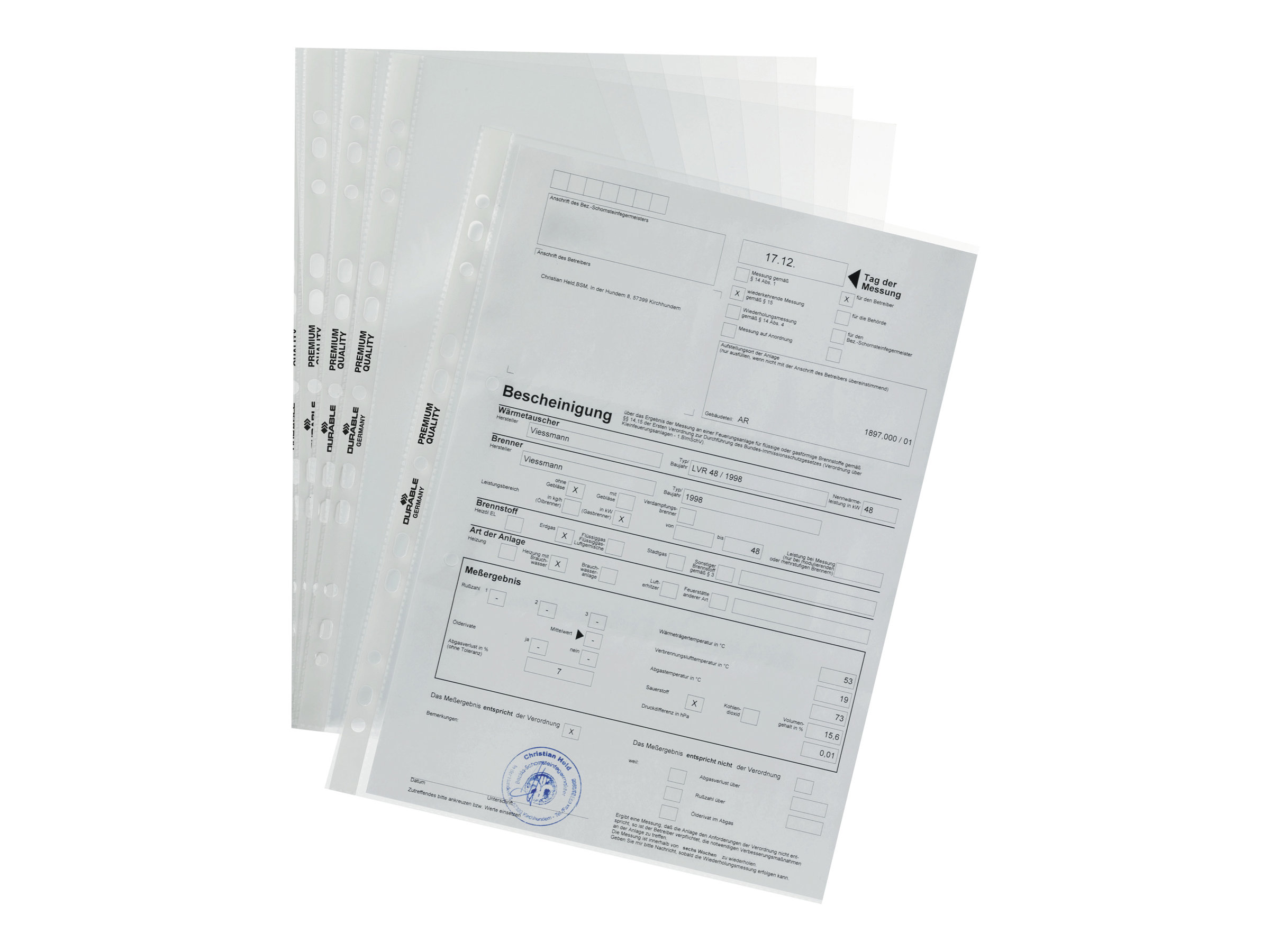DURABLE PREMIUM Gennemsigtig Arkbeskytter A4 (210 x 297 mm) Gennemsigtig