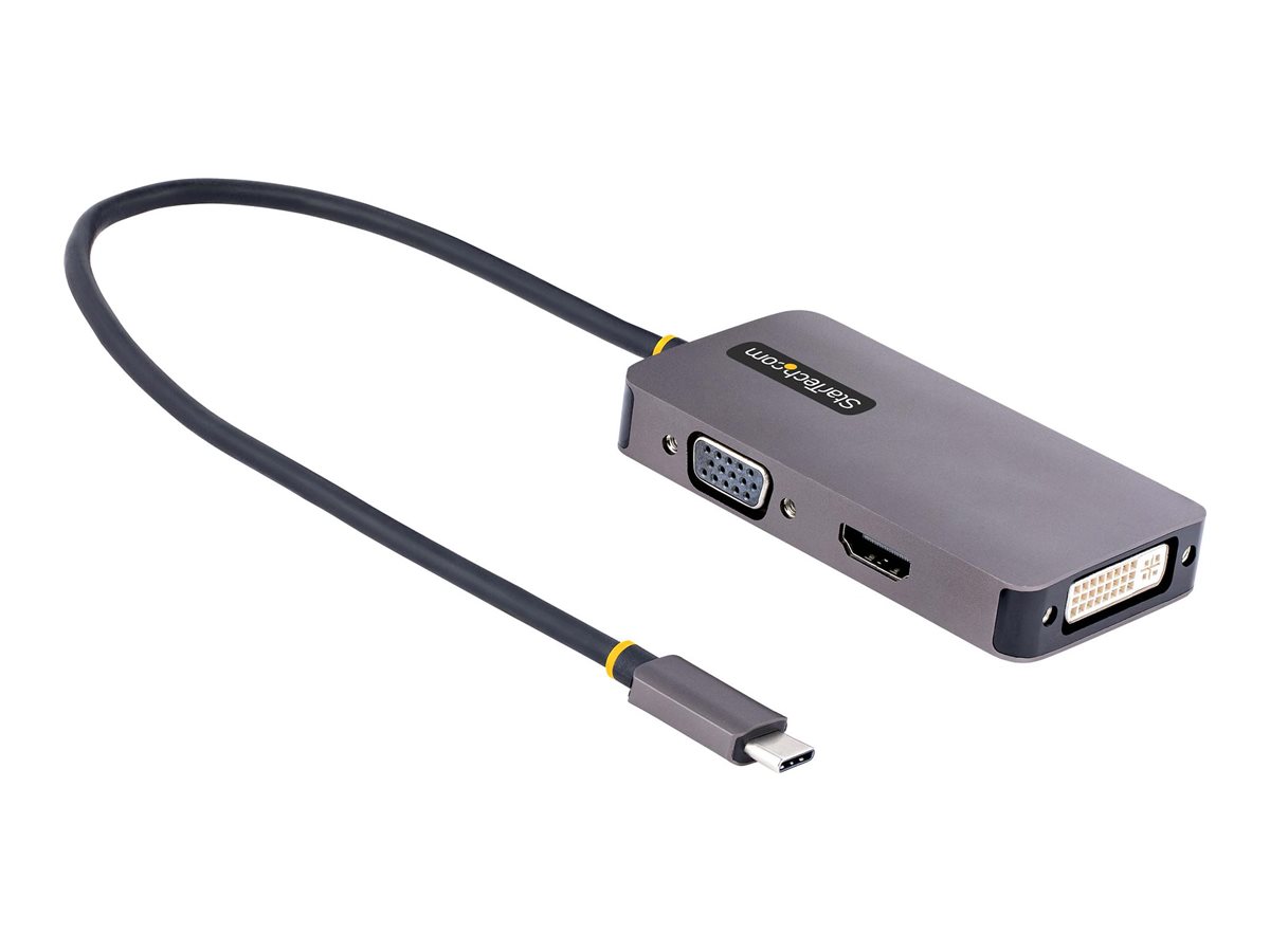 StarTech.com USB C Video Adapter, USB C to HDMI DVI VGA Adapter, Up to 4K 60Hz, Aluminum, Multiport Video Display Adapter for Laptops, Thunderbolt 3/4