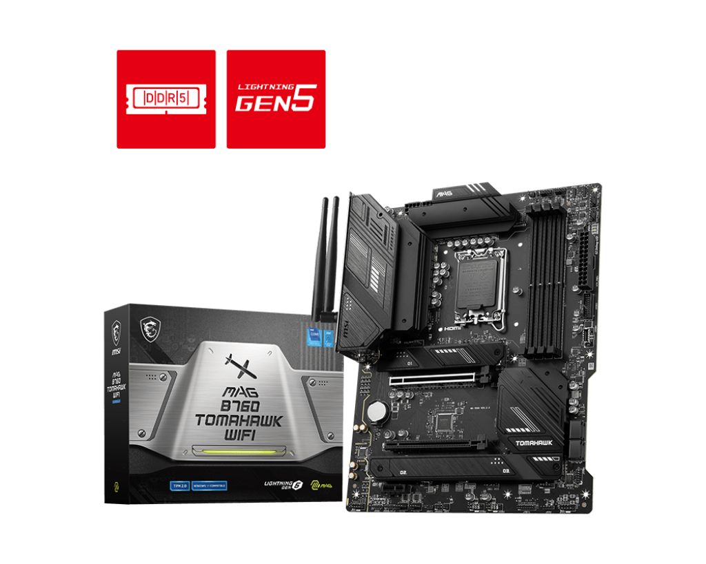 MSI MAG B760 TOMAHAWK WIFI Bundkort - Intel B760 - Intel LGA1700 socket - DDR5 RAM - ATX