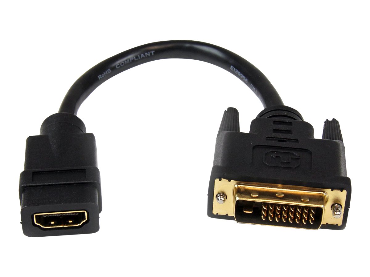 StarTech.com 8in HDMI to DVI-D Video Cable Adapter - HDMI Female to DVI Male - HDMI to DVI Dongle Adapter Cable (HDDVIFM8IN) Videoadapter 20.32cm Sort billede
